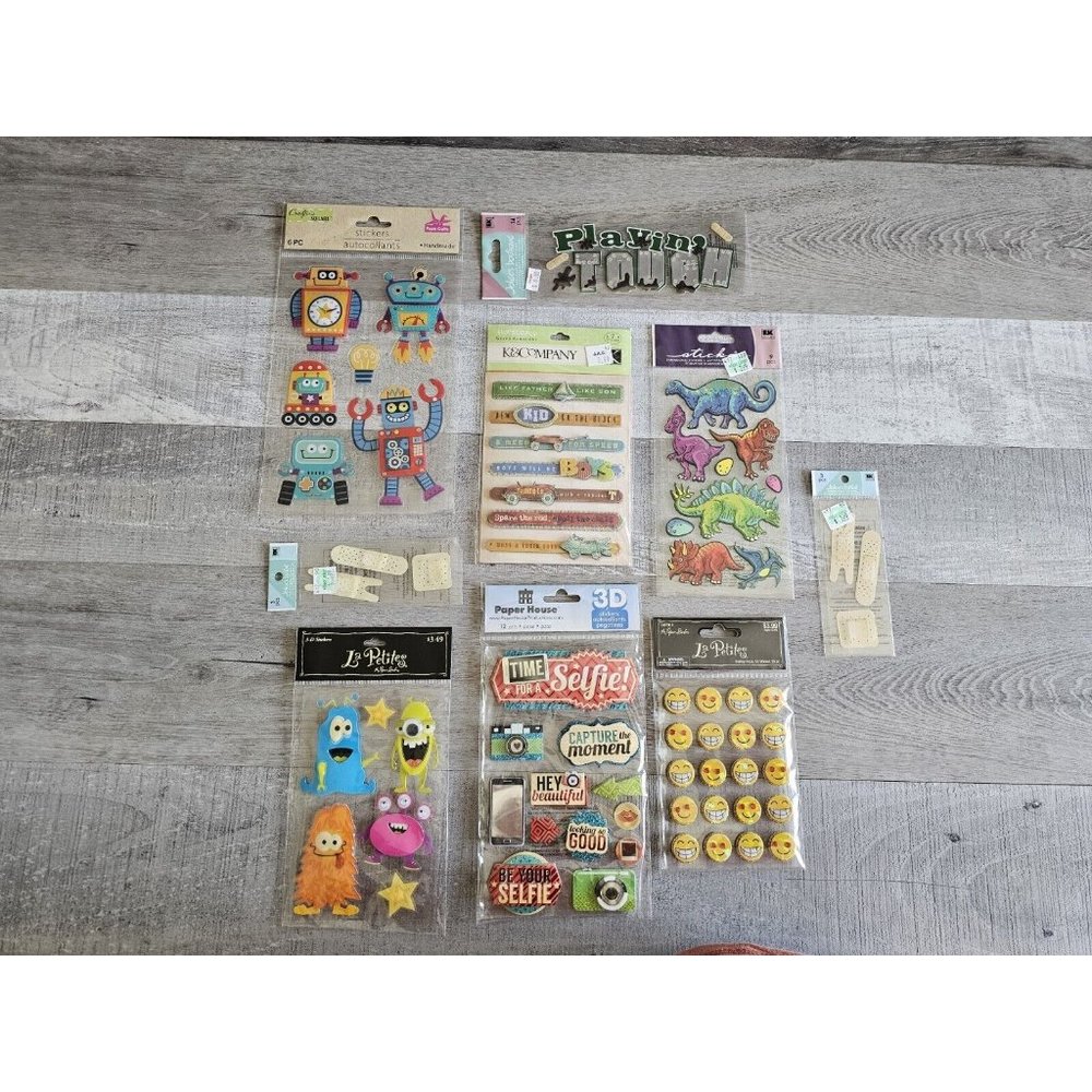Sticker Lot - Boys Monsters Dino Robot Scrapbooking 3D Stickers Jolee's RARE #24